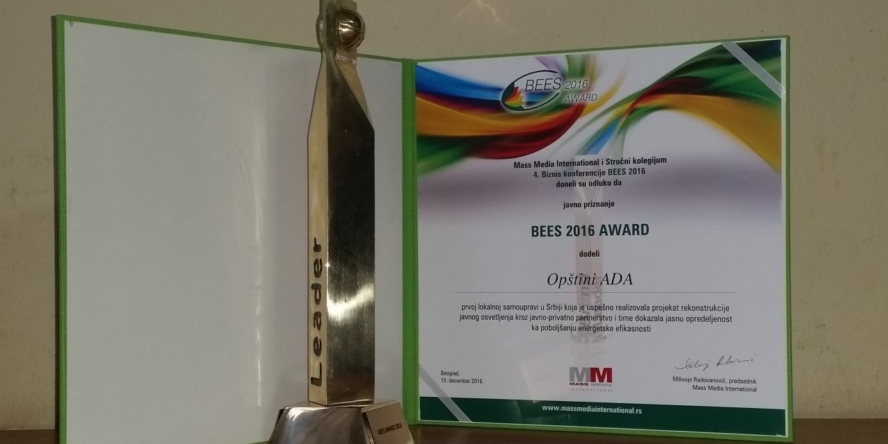 BEES 2016 Award: Ada község is a díjazottak között