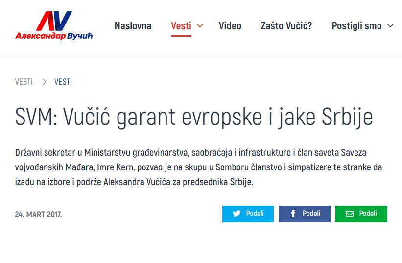 Kern Imre: A VMSZ-nek bizalma van Vučićban (VIDEÓ)