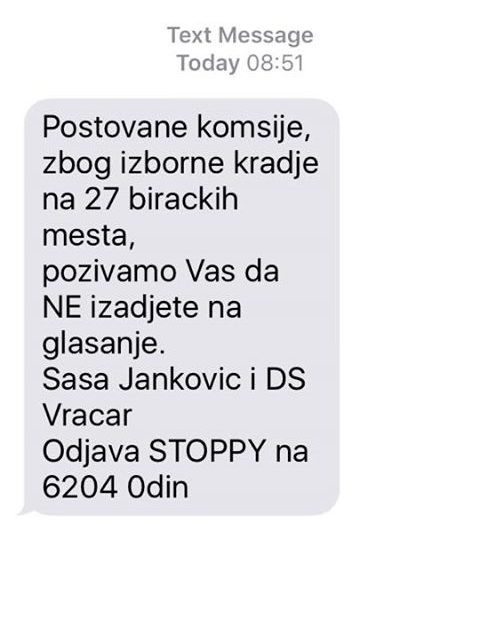 Hamis SMS-üzeneteket küldenek Saša Janković nevében