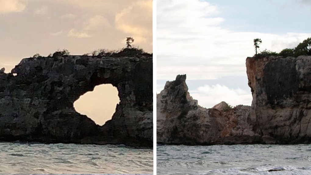 Leomlott Puerto Rico híres tengeri „sziklaablaka” az erős földrengésben