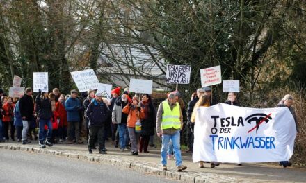 A Tesla-gyár ellen tüntettek Berlin mellett