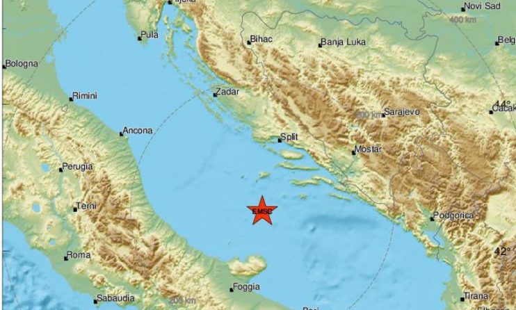 Ismét erős földrengés volt az Adriai tengerben