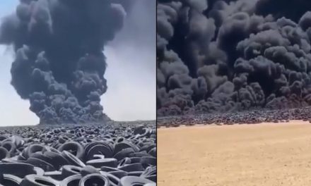 Kigyulladt a világ legnagyobb gumiabroncs-telepe (videó)