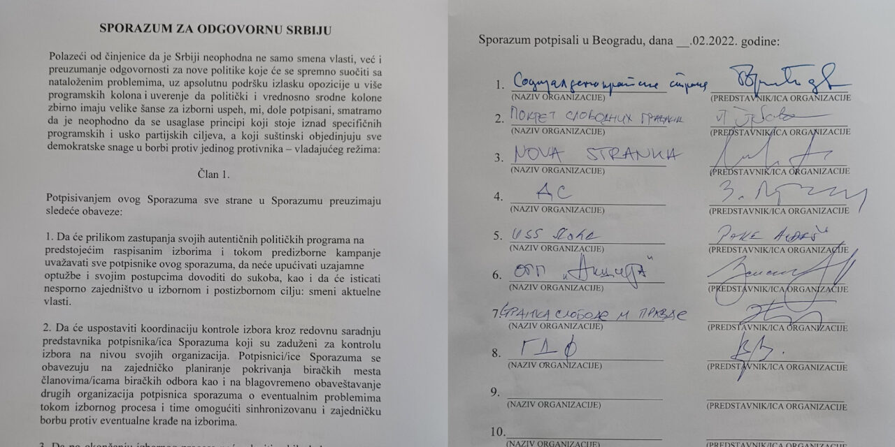 A szerbiai ellenzék tagjai aláírták a megnemtámadási egyezményt