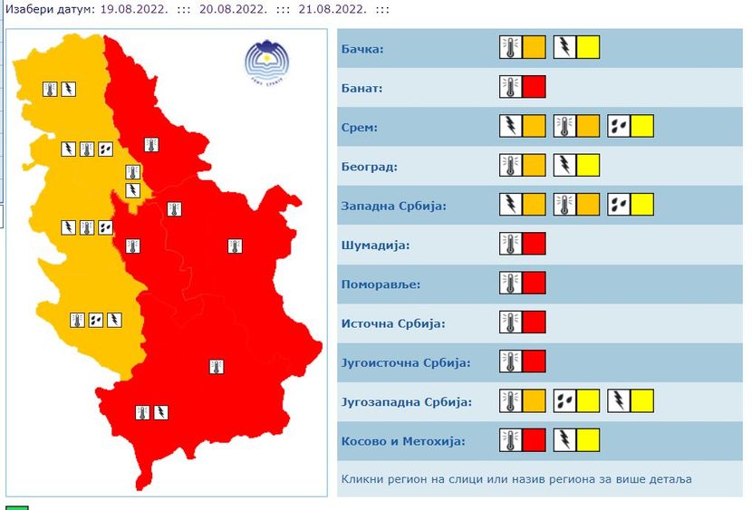 Narancssárga és vörös riasztás van Szerbiában
