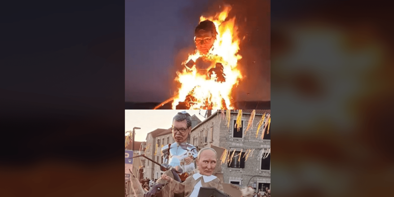 Vučićot és Putyint ábrázoló bábukat égettek egy horvátországi fesztiválon (Videóval)
