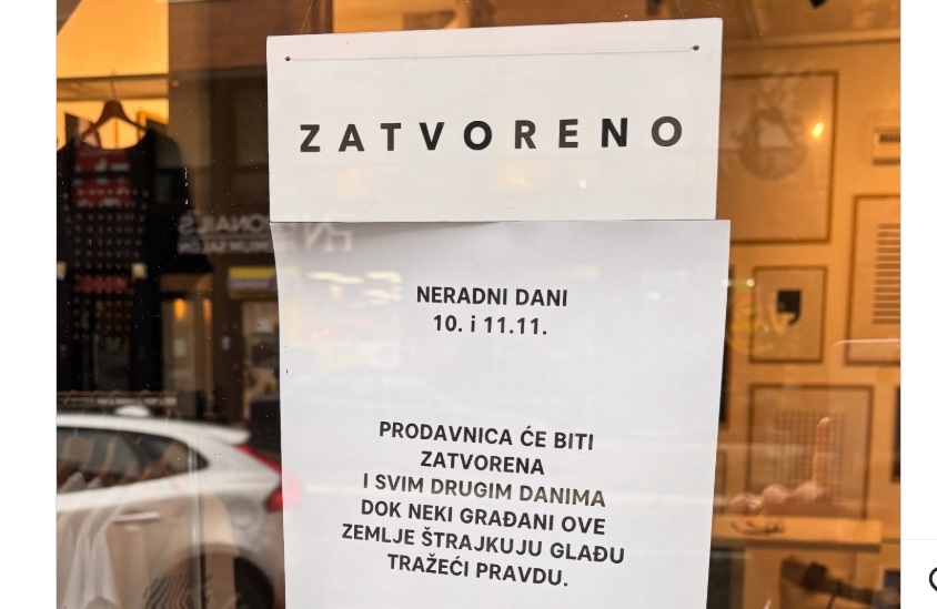 Bezárt egy újvidéki üzlet, ki sem nyitnak addig, míg egyetlen ember is éhségsztrájkol az országban