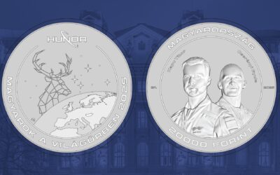 A magyar űrrepülés tiszteletére bocsátottak ki emlékérmet Előlapján Kapu Tibor és Cserényi Gyula félalakos portréja és nevük láthat